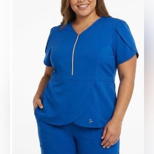 Jaanuu Women's Blue Zip-Front Scrub